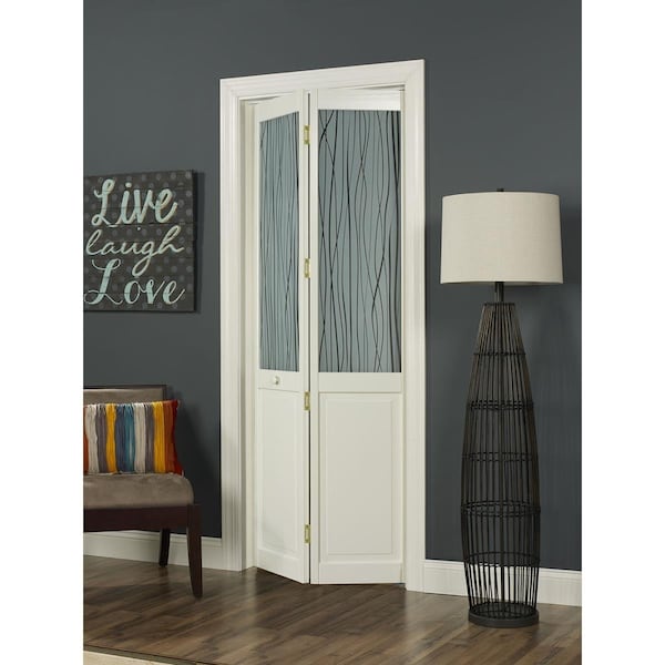 American Wood 36 x 80 in. Half Glass Reeds Bifold Door, Unfinished Pine 845730 - main